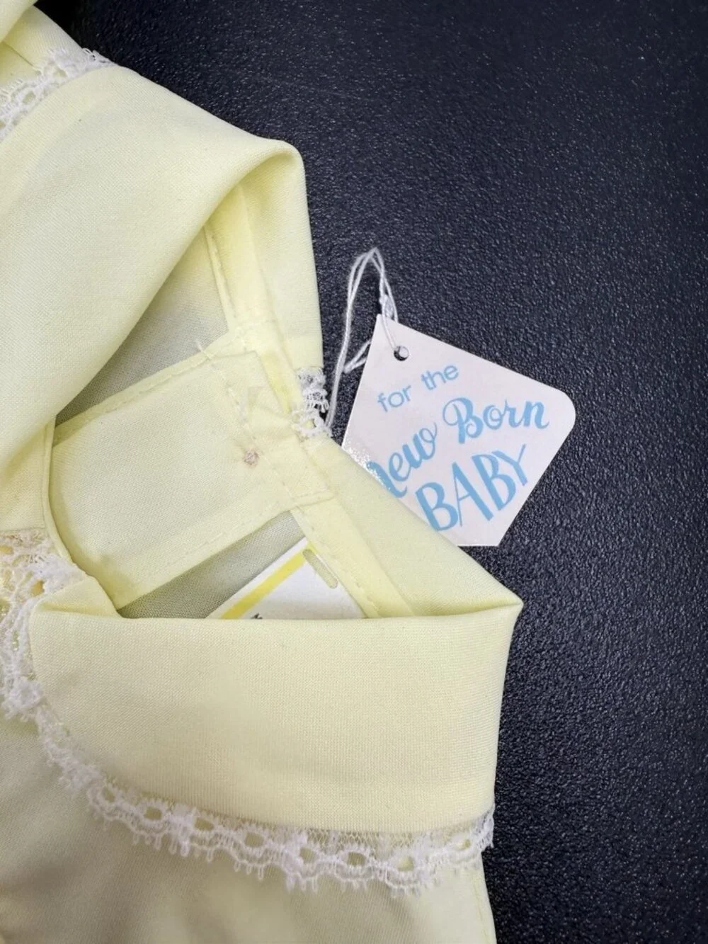 Vintage Yellow Baby Dress Orange Flowers Lace Handi-Panti Diaper Cover New Born